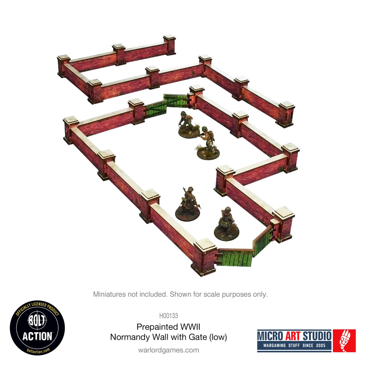 Prepainted WW2 Normandy Walls with Gate (low)