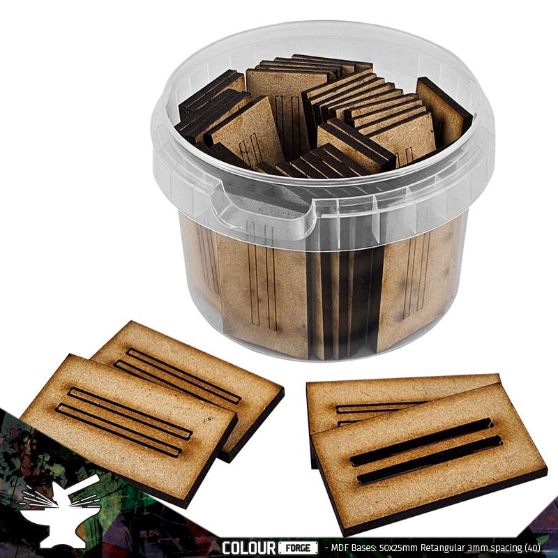 MDF Bases - 50x25mm Rectangular - 3mm spacing (35)