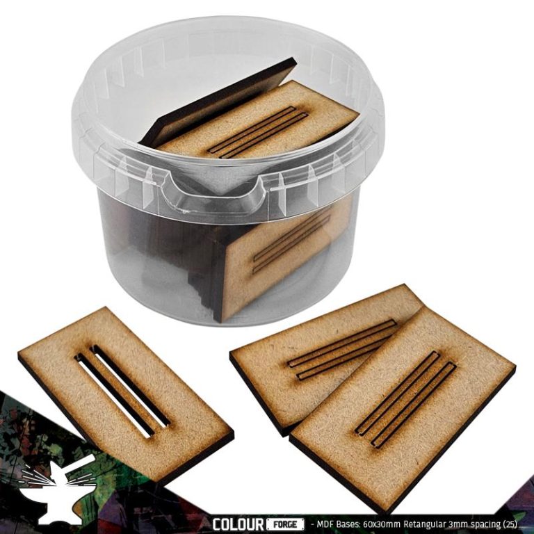 MDF Bases – 60x30mm Rectangular – 3mm spacing (24)